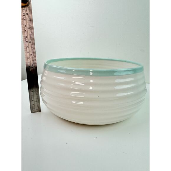 Portmeirion Sophie Conran Carnivale Celadon Aqua Band Large Salad Bowl Ceramic - Picture 4 of 7
